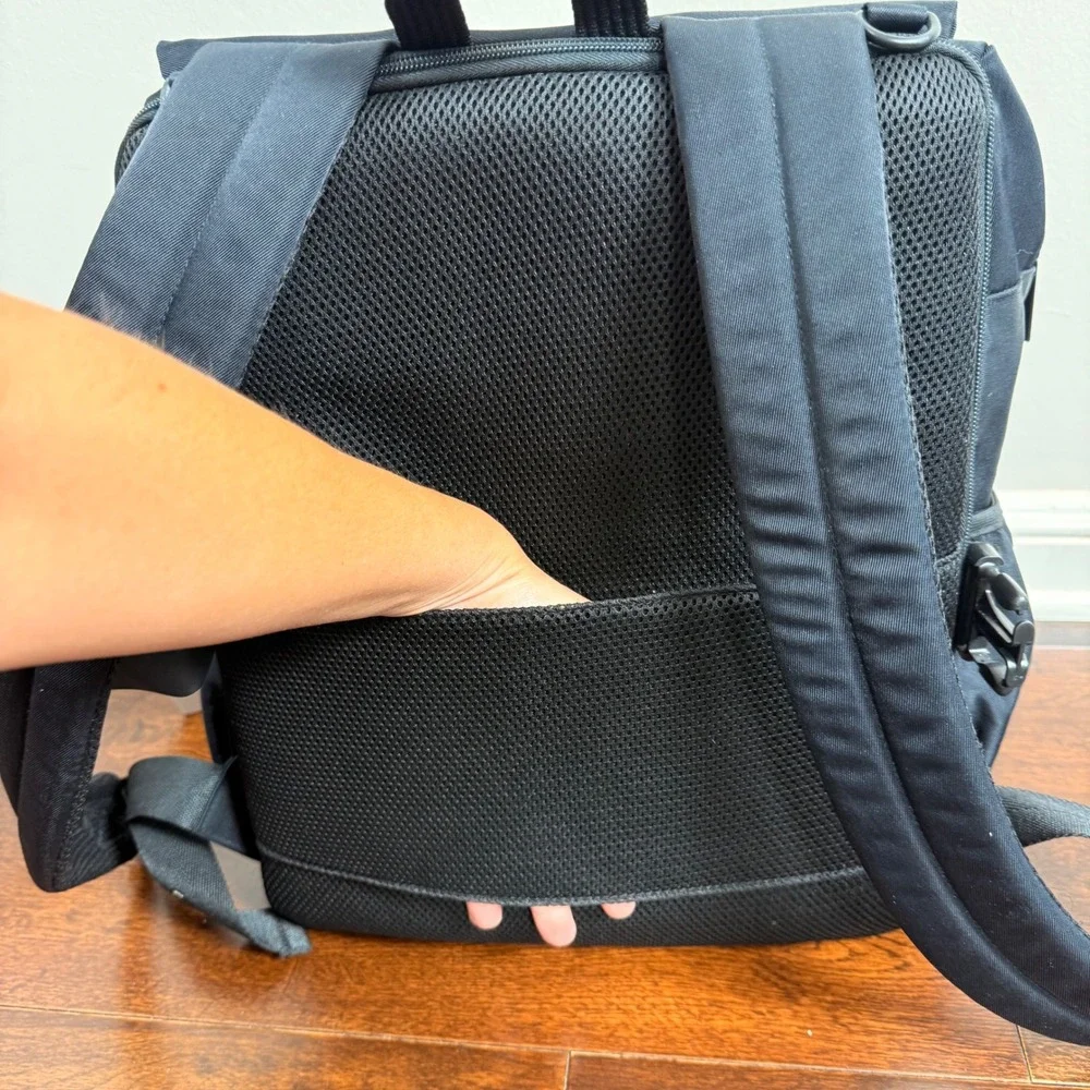 BEIS Diaper Bag Backpack Black Nylon Travel Laptop Bag with Trolley Sleeve